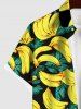 Plus Size Banana Leaf Print Buttons Pocket Hawaii Shirt For Men -  
