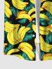 Plus Size Banana Leaf Print Buttons Pocket Hawaii Shirt For Men -  