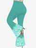 Pantalon Évasé Ombré Imprimé à Fleurs Grande Taille - Vert clair XS
