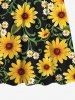 Plus Size Daisy Chrysanthemum Flower Print Hawaii Dress -  