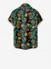 Kid's Tiki Mask Palm Leaf Hibiscus Flowers Print Buttons Pocket Hawaii Shirt -  