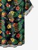 Kid's Tiki Mask Palm Leaf Hibiscus Flowers Print Buttons Pocket Hawaii Shirt -  