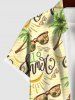 Plus Size Coconut Tree Bananas Letters Sunglasses Print Hawaii Button Pocket Shirt For Men -  