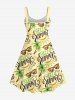 Plus Size Coconut Tree Banana Letters Sunglasses Print Hawaii Backless A Line Tank Dress -  