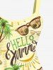 Plus Size Coconut Tree Banana Letters Sunglasses Print Hawaii Backless A Line Tank Dress -  