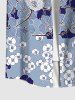 Plus Size Flower Branch Colorblock Print Button Pocket Shirt For Men -  
