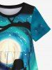 Kid's Galaxy Moon Cat Girl Swing Firefly Glitter 3D Print Dress -  