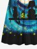 Kid's Galaxy Moon Cat Girl Swing Firefly Glitter 3D Print Dress -  