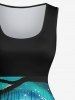 Plus Size Galaxy Moon Cat Girl Swing Firefly Glitter 3D Print 1950s Vintage Dress -  