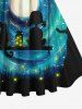 Plus Size Galaxy Moon Cat Girl Swing Firefly Glitter 3D Print 1950s Vintage Dress -  