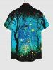 Plus Size Galaxy Tree Firefly Glitter 3D Print Buttons Pocket Shirt For Men -  