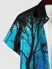 Plus Size Galaxy Tree Firefly Glitter 3D Print Buttons Pocket Shirt For Men -  