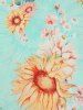 Sunflower Print Lace Up Ruffles Short Sleeve Vintage Mini Milkmaid Dress -  