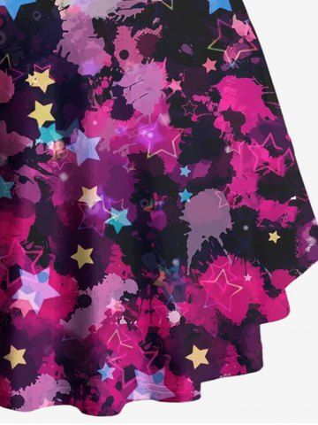 Plus Size Paint Splatter Star Print Crisscross Lattice Flare Sleeve Maternity T-shirt