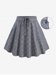 Plus Size Daisy Terry Jacquard Lace Up Pockets A Line Skirt -  