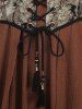 Plus Size Medieval Renaissance Cat Print Corset Lace Up Tassel Ruffles Pocket Cold Shoulder 2 In 1 Dress Halloween Tavern Wench Costume -  