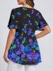 Plus Size Flower Dragonfly Print Printed Lattice Crisscross Flare Sleeve Maternity T-shirt -  