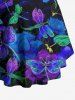 Plus Size Flower Dragonfly Print Printed Lattice Crisscross Flare Sleeve Maternity T-shirt -  