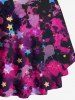 Plus Size Paint Splatter Star Print Crisscross Lattice Flare Sleeve Maternity T-shirt -  