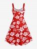 Plus Size Flower Coconut Leaves Print Hawaii Backless A Line Tank Dress -  