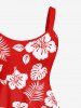 Plus Size Flower Coconut Leaves Print Hawaii Backless A Line Tank Dress -  