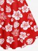 Plus Size Flower Coconut Leaves Print Hawaii Backless A Line Tank Dress -  