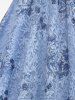 Plus Size Cold Shoulder Puff Sleeves Gilding Rose Flower Lace Overlay Layered Crossover Top -  