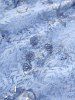 Haut Superposé Fleur Rose à Epaule Dénudée de Grande Taille à Manches Bouffantes - Bleu clair 2X | US 18-20