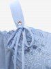 Plus Size Cold Shoulder Puff Sleeves Gilding Rose Flower Lace Overlay Layered Crossover Top -  