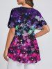 Plus Size Paint Splatter Star Print Crisscross Lattice Flare Sleeve Maternity T-shirt -  