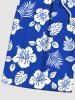 Plus Size Flower Coconut Leaves Print Hawaii Pocket Beach Shorts For Men -  