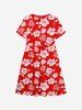 Kid's Flower Coconut Leaves Print Hawaii Dress -  