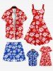 Kid's Flower Coconut Leaves Print Hawaii Dress -  
