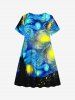Kid's Spiral Painting Galaxy Castle Print Hawaii Dress -  