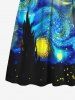 Kid's Spiral Painting Galaxy Castle Print Hawaii Dress -  