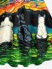 Plus Size Oil Painting Swirls Dog Cat Grassland Mountains Print Tank Dress -  