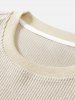 Men's Solid Color Crew Neck Short Sleeves Corduroy Front Pocket Design T-shirt -  