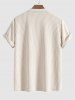 Men's Solid Color Crew Neck Short Sleeves Corduroy Front Pocket Design T-shirt -  