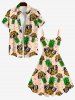 Plus Size Sunglasses Pineapple Dots Print Hawaii Tank Dress -  