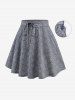 Plus Size Daisy Terry Jacquard Lace Up Pockets A Line Skirt -  