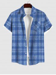 Plus Size Plaid Print Button Pocket Shirt For Men -  