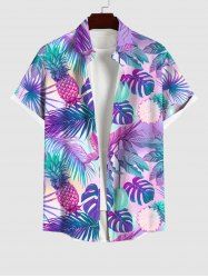 Chemise Boutonnée Feuille D'Ananas Colorée Ombrée avec Poche de Grande Taille pour Homme - Multi-A 3XL