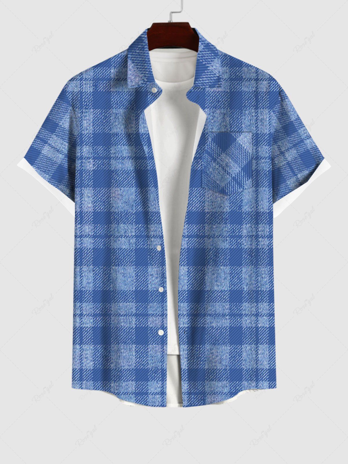 Latest Plus Size Plaid Print Button Pocket Shirt For Men  