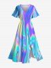 Colorful Psychedelic Trippy Ripple Print Plus Size Matching Outfit For Couples -  