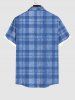 Plaid Print Lattice T-shirt and Button Pocket Shirt Plus Size Matching Set For Couples -  