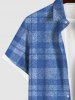 Plaid Print Lattice T-shirt and Button Pocket Shirt Plus Size Matching Set For Couples -  