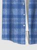 Plaid Print Lattice T-shirt and Button Pocket Shirt Plus Size Matching Set For Couples -  