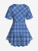 Plaid Print Lattice T-shirt and Button Pocket Shirt Plus Size Matching Set For Couples -  