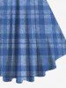 Plaid Print Lattice T-shirt and Button Pocket Shirt Plus Size Matching Set For Couples -  