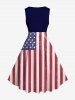 Plus Size Coconut Tree Sea American Flag Striped Print Hawaii 1950s Vintage A Line Dress -  